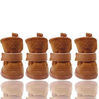 China Stocked Wholesale High Quality Dog Shoes Cotton Large Dog Shoes Waterproof Winter Dog Snow Boots for sale