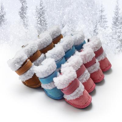 China Winter Stocked Warm Teddy Shoes Designer Dog Lamb Cotton Wool Snow Boots Dog Boots Thick Pet Shoes for sale