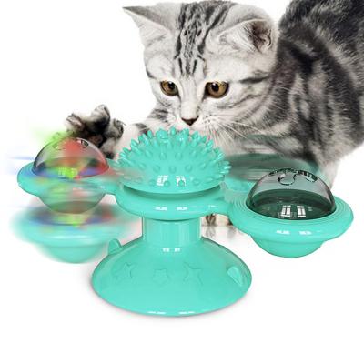 China 2021 ODM Sustainable Interactive Pet Toys Laser Windmill Scratcher Cat Toy for sale