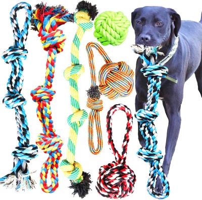 China Durable Pet Dog Chew Toys Large Color Interwoven Dog Rope Toys for sale