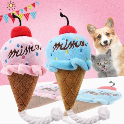 China Dogs Cats 2021 New Cute Durable Squeak Cat Dog Toys Ice Cream Pet Plush Toys Dog Cat Pet Toys and Accessories for sale