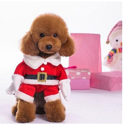 China Fashion Christmas Stocked Clothes For Pet Fleece Winter Suit Warm Dog Fashions Pet Clothes With Hat for sale