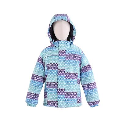 China Anti-UV Girls Ski Wave Pattern Cotton Jacket Windproof And Warm Wear, Children's Warm Hooded Jacket for sale