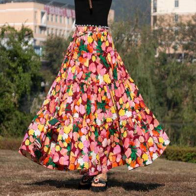 China 2022 New Autumn Spring Cotton And Linen Vintage S-2XL Plus Size Women's Breathable A Line Elastic Long Maxi Skirt for sale