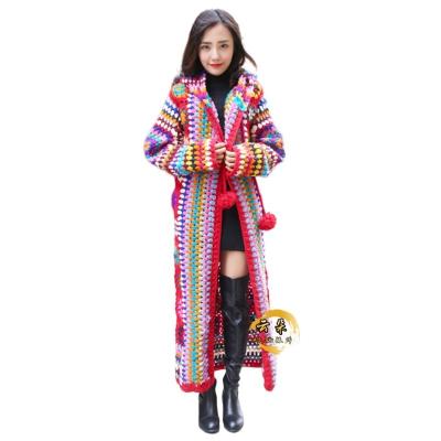 China 2023 Breathable New 100% Wool Coat For Women Plus Sleeve Maxi Hand Made National Loose Size Long Outerwear Sweaters With Hood Cardigan for sale