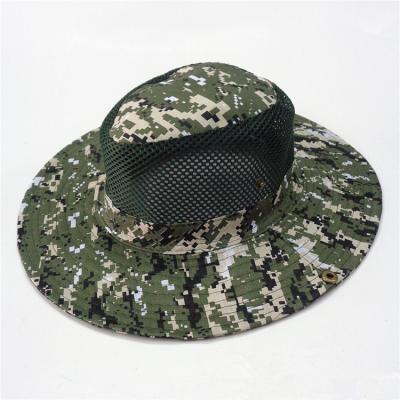 China Wholesale Image Summer Hunting Military Fisherman Bucket Hat Outdoor Protective Camouflage Mesh Top Wide Brim Unisex Sun Fishing for sale