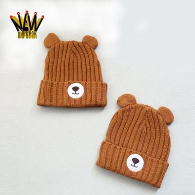 China New Arrival Brown Bear Baby Infant Animal Ear JOINT Funny Kids Winter Knitted Beanies Hat for sale