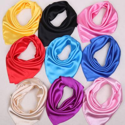 China Square Women's Solid Color Cheap Square Scarf Imitation Silk Satin Scarf 60x60 for sale