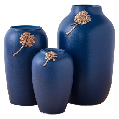 China Nordic modern minimalist blue ceramic living room vase creative home decoration ornaments wholesale modern decoration central institute of statistics for sale