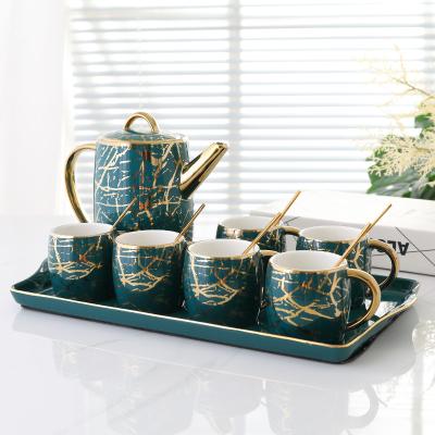 China Sustainable Household Ceramic Tray Set Coffee Shop European Style for sale