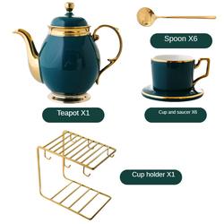 China Viable Luxury Coffee Suit Phnom Penh Ceramic Afternoon Home Tea Set With Cup Holder for sale