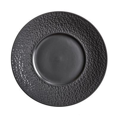 China Viable Ceramic European Style Steak Dish Cake Pasta Plate Meteorite Hotel Restaurant Fine Dish for sale