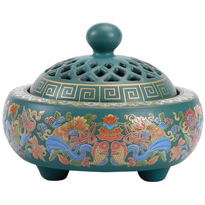 China Shelf Ceramic Home Enamel Censer Indoor Decoration XL-0053 for sale