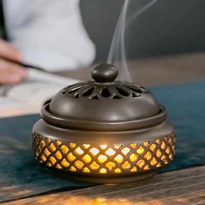 China Small Ceramic Censer Night Lamp Opens Home Decoration Sandalwood Stove Fragrance Lamp XL-0301 for sale