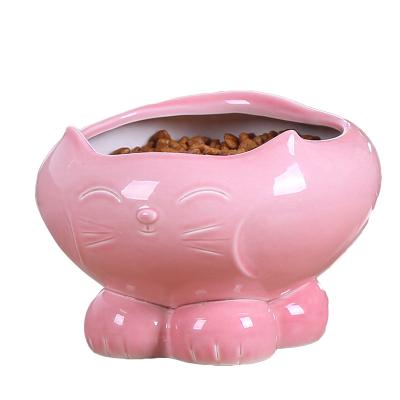 China Wholesale Hot Selling Cute Sustainable Pet Food Drinking Bowl New Porcelain Cat Ceramic Feeding Bowl for sale