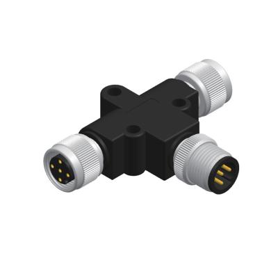 China Automotive Sensor M12 4PIN One Female To Two T Adapter Male Connector for sale