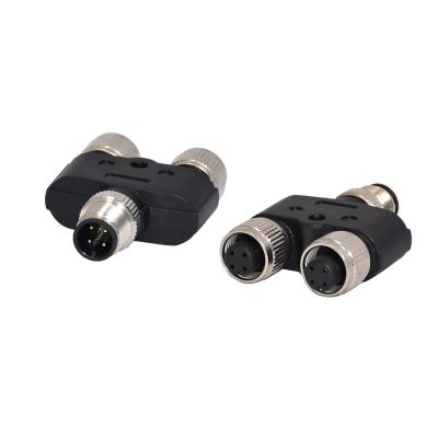 China Waterproof IP67 Automotive Sensor Y Type M12 Splitter Adapter Connector For 2 Female To 1 Male for sale