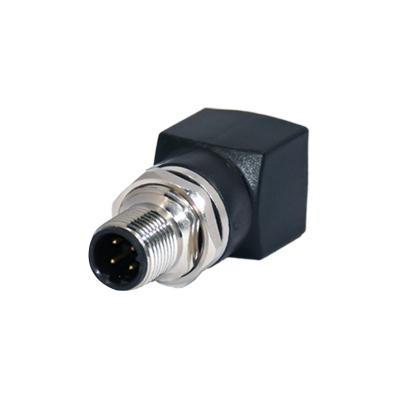 China Automotive plastic M12 male/RJ45 90degree adapter, A/D coded 4pin 8pin for sale