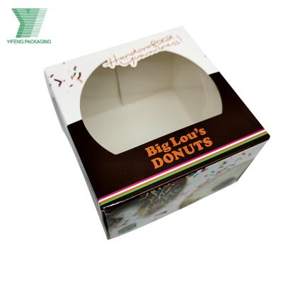 China Disposable Custom Logo Folding Donut Packaging Boxes Dessert Donut Food Paper Box for sale