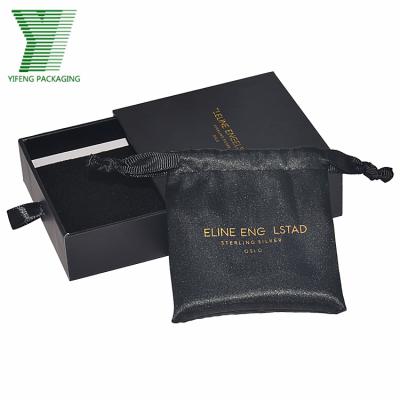 China Yifeng Recyclable Packaging Custom Logo Satin Hair Extension Slide Box Luxury Black Cardboard Packaging Box For Wig for sale