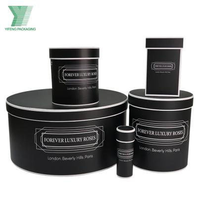 China Recyclable Luxury Black Cardboard Paper Size Round Flower Arrangements Hat Box For Flower for sale