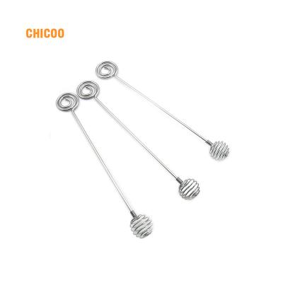 China Stainless Steel Pots Viable Syrup Honey Dipper Stick Stirrer Metal Honey Spoons Dippers For Bee for sale