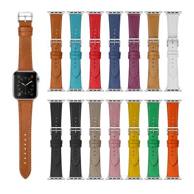 China For Apple Watch Smart Single Tour Watch Band Leather Strap for iWatch, Genuine Leather Band 38mm 40mm 42mm 44mm + Adapter for Apple Watch 6 Se 5 for sale