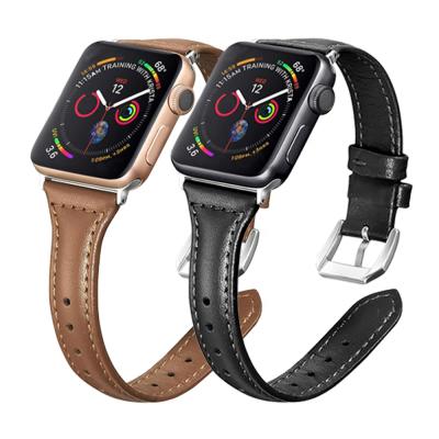 China For HOT Solid Soft Ladies Super Slim Amazon News Warch Genuine Leather Strap For Apple Watch Band 6 5 for sale