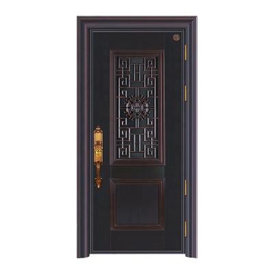 China Hot Selling Front Main Entry Door For Wrought Iron Security French Exterior Steel Doors Residential Anti-theft for sale