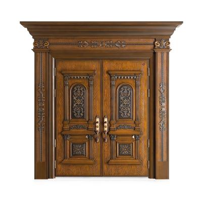 China Front Doors For Houses Luxury French Design Anti-theft Wooden Color Main Door Design for sale