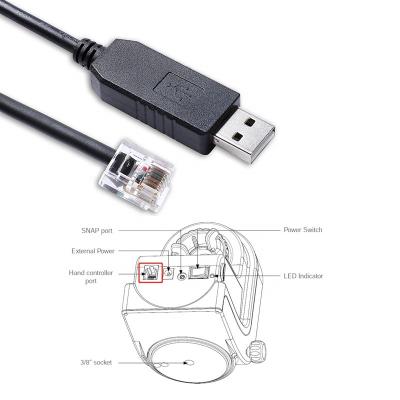 China Prolific Serial Uart Programming USB TTL to RJ12 6P6C EQMod EQDir Cable for PC Connecting to Controller Skywatcher AZGTi Mount Hand Port for sale