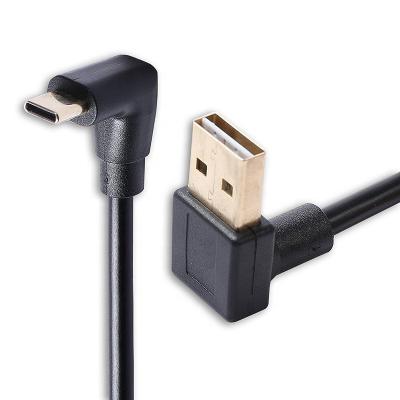 China MP3/MP4 Player Double Elbow USB 2.0 To Type-C Data Cable Through Bend 90 Degree Car Mobile Phone Charging Cable for sale