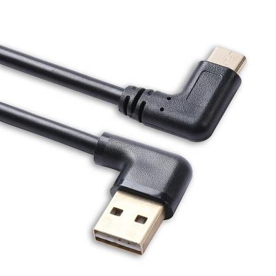 China MP3/MP4 Player Double Elbow USB 2.0 To Type-C Data Cable Left Right Side Bend 90 Degree Car Mobile Phone Charging Cable for sale