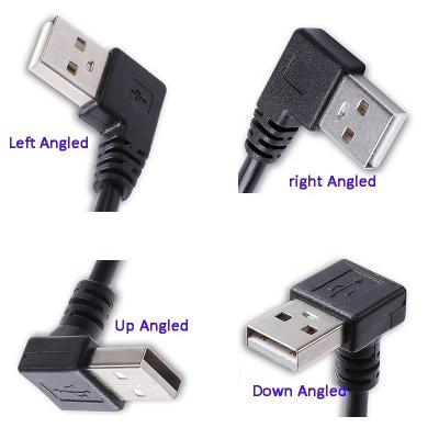 China MP3/MP4 Player USB 2.0 A Panel Mount Female To A Male Down Angled L Shape Cable USB Extension Cable 25-100cm for sale