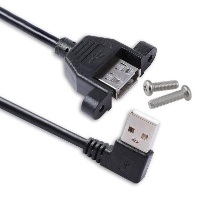 China MP3/MP4 Player USB 2.0 A Female Panel Mount To A Male Left Angled L Shape Cable USB Extension Cable 25-100cm for sale