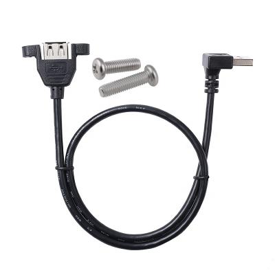 China MP3/MP4 Player USB 2.0 A Panel Mount Female To A Male Up Angled L Shape Cable USB Extension Cable 25-100cm for sale