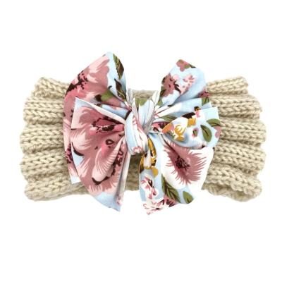 China New Fashions Friendly Material Wholesale Baby Hair Band Girls Printed Bow Headband Wool Baby Children Hair Accessories for sale