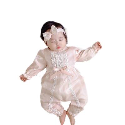 China Princess Pink Series Baby Kid Girls Long Sleeve Long Sleeve Romper With Hair Band Set Test Report Available Chemical Composition Analysis for sale