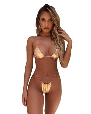 China Breathable Shinny Custom Gold Sequin Spangly Swimsuit Women Brazilian Bikini Set Swimsuit Swimwear Beach Bathing Bikini for sale