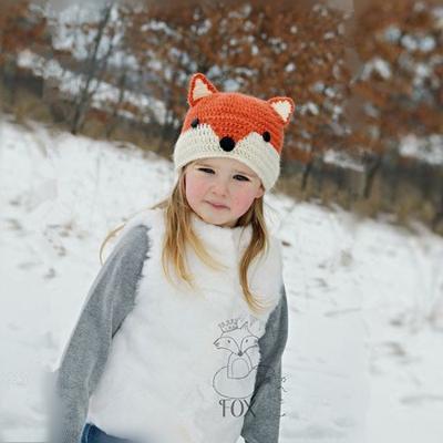 China JOINT Wholesale Cute Animal Fox Shape Knitted Kids And Baby Winter Warm Hats for sale