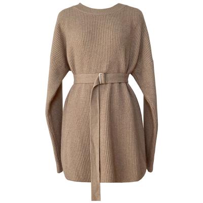 China Wholesale Anti-wrinkle classic design khaki color autumn knitted casual sweat sweater dress with for women for sale