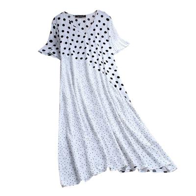 China Wholesale Anti-wrinkle Polyester Mesh Fabric Polka Dot Midi Dress Long Long For Women for sale