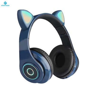 China Headband Color Changing LED Lighting Cat Ear Gaming Waterproof Sports Mini Wireless BT Kids Headphones for sale