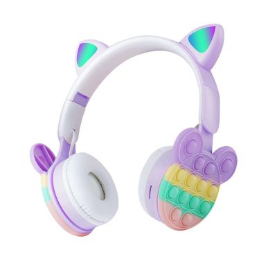 China Wholesale Cute Portable Waterproof High Quality High Fidelity Earphone Macaron BT Color Cat Kids Headset for sale