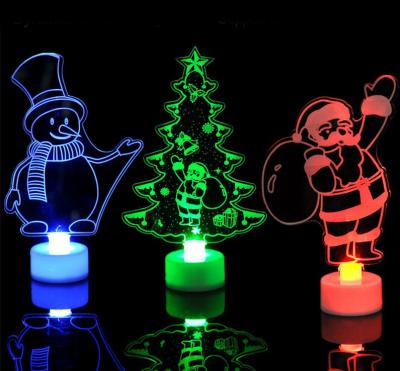 China Small Christmas Ramadan Wind Lamp Glow Colorful Snowman Tree Old Man Acrylic Gift Xmas Decorative Prop Supplies Small Gift for sale