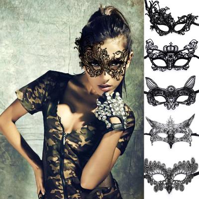 China Halloween Party Supplies Cos Props Princess Adult Mask Sexy Black Concealer Pencil Halloween Dress Up Lace Eye Mask Half Face Ball Party Mask for sale