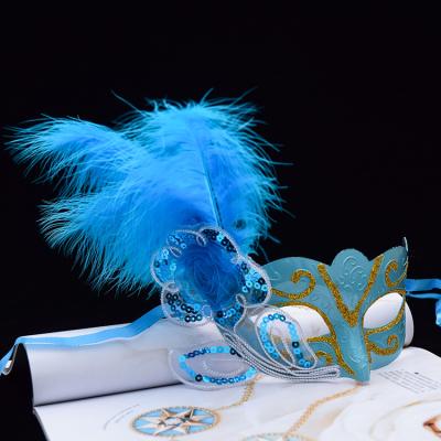 China Halloween Party Supplies Vintage Children's Dance Party Masquerade Feather Upper Women's Half Face Halloween Masks Direct Sales for sale