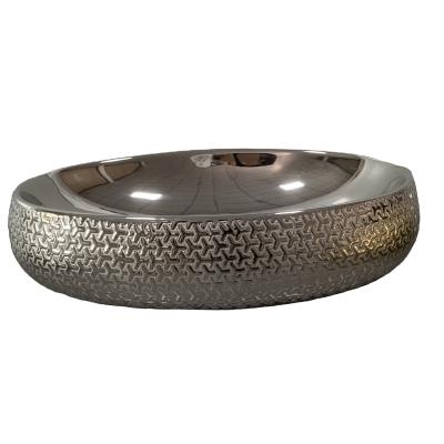 China Factory direct sale modern ceramic art basin hand made silver color sink for sale for sale