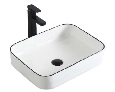 China Rectangular Modern European Style Bathroom Cabinet Wash Basin Black Ceramic Bathroom Cabinet Sink for sale