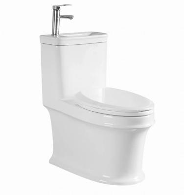 China Double-flush good design save water down wash siphonic one piece toilet with basin for sale